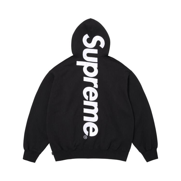 Supreme Satin Applique Hooded Sweatshirt (SS26) Black