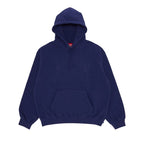 Supreme Satin Applique Hooded Sweatshirt (SS26) Washed Navy – hlavní pohled | Purekickz