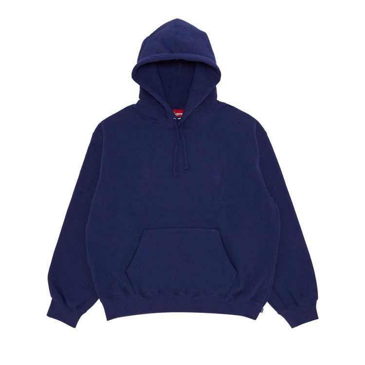 Supreme Satin Applique Hooded Sweatshirt (SS26) Washed Navy – hlavní pohled | Purekickz