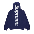 Supreme Satin Applique Hooded Sweatshirt (SS26) Washed Navy – boční pohled | Purekickz