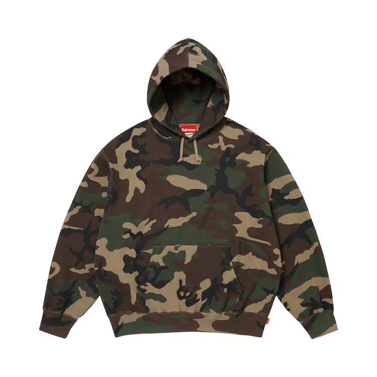 Supreme Satin Applique Hooded Sweatshirt (SS26) Woodland Camo – hlavní pohled | Purekickz