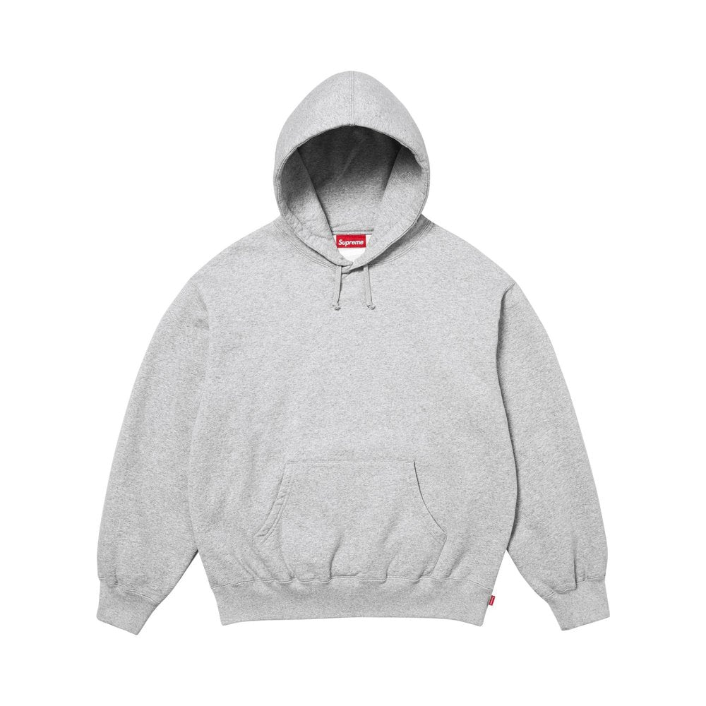 Supreme Satin Applique Hoodie Heather Grey – hlavní pohled | Purekickz