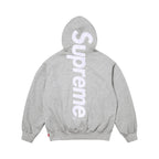 Supreme Satin Applique Hoodie Heather Grey – boční pohled | Purekickz