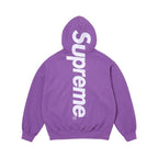 Supreme Satin Applique Hoodie Violet – boční pohled | Purekickz
