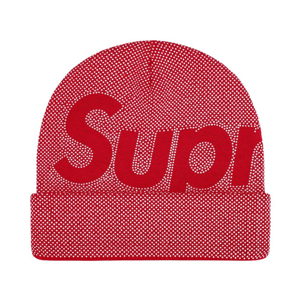 Supreme Studded Knockout Big Logo Beanie Red