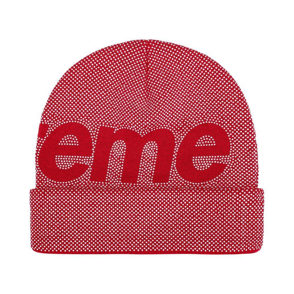 Supreme Studded Knockout Big Logo Beanie Red – boční pohled | Purekickz