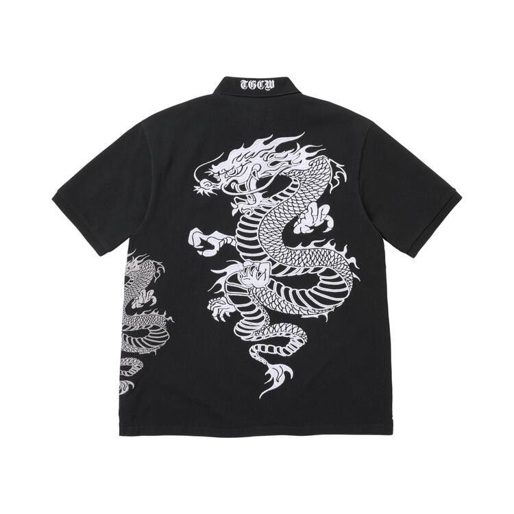 Supreme The Great China Wall Dragon Polo Black – boční pohled | Purekickz