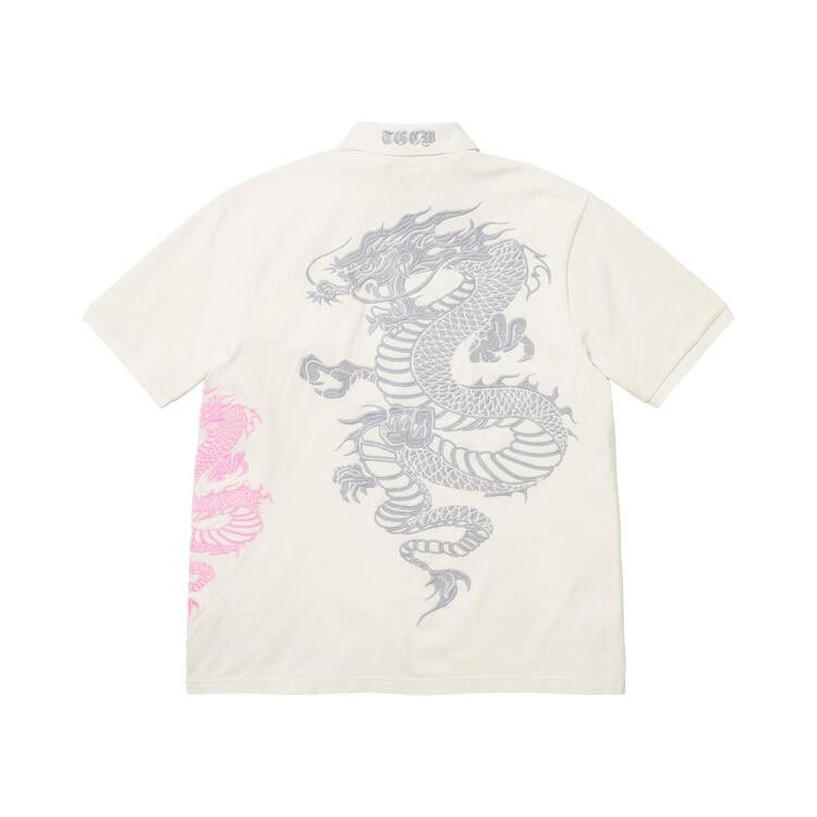 Supreme The Great China Wall Dragon Polo White – boční pohled | Purekickz