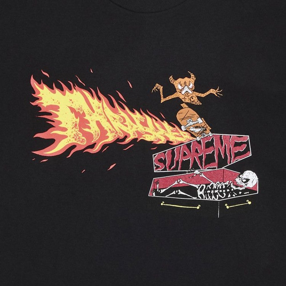 Supreme Thrasher Back Tail Tee Black – detail | Purekickz