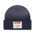 Supreme True Religion Beanie (FW25) Navy – boční pohled | Purekickz