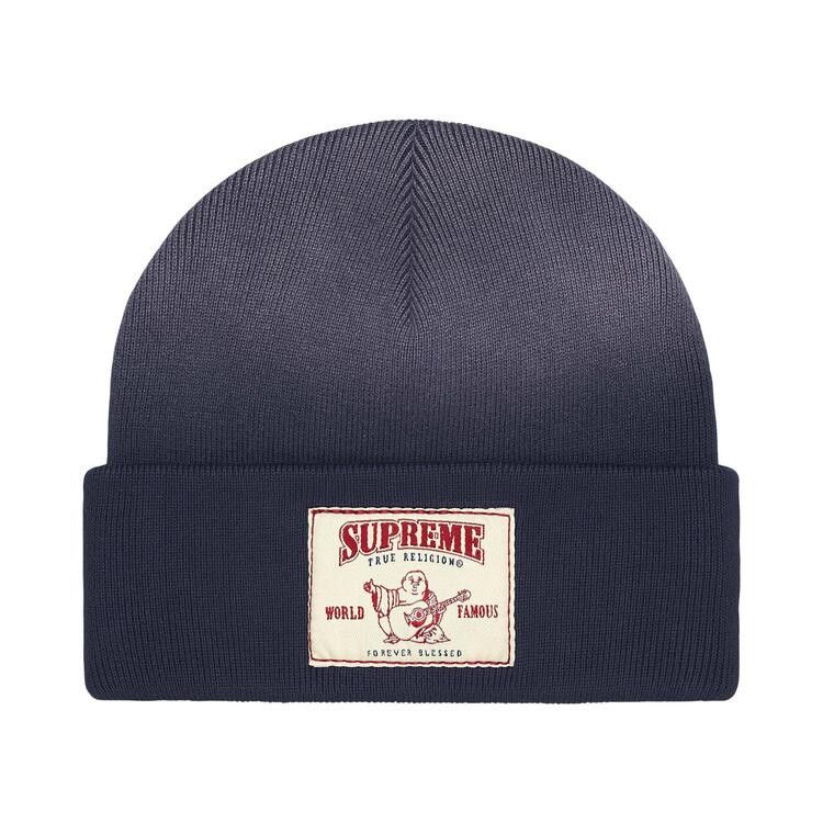 Supreme True Religion Beanie (FW25) Navy – boční pohled | Purekickz