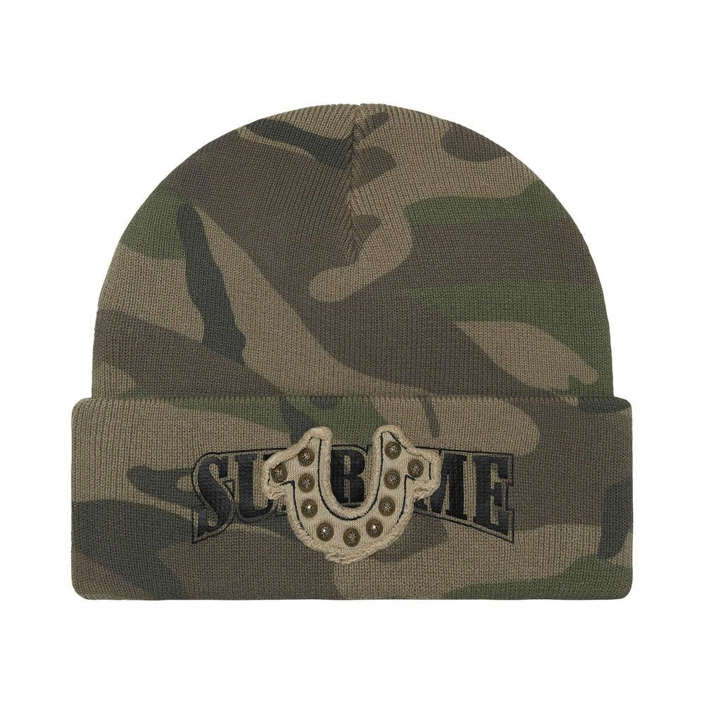 Supreme True Religion Beanie (FW25) Olive Camo – hlavní pohled | Purekickz
