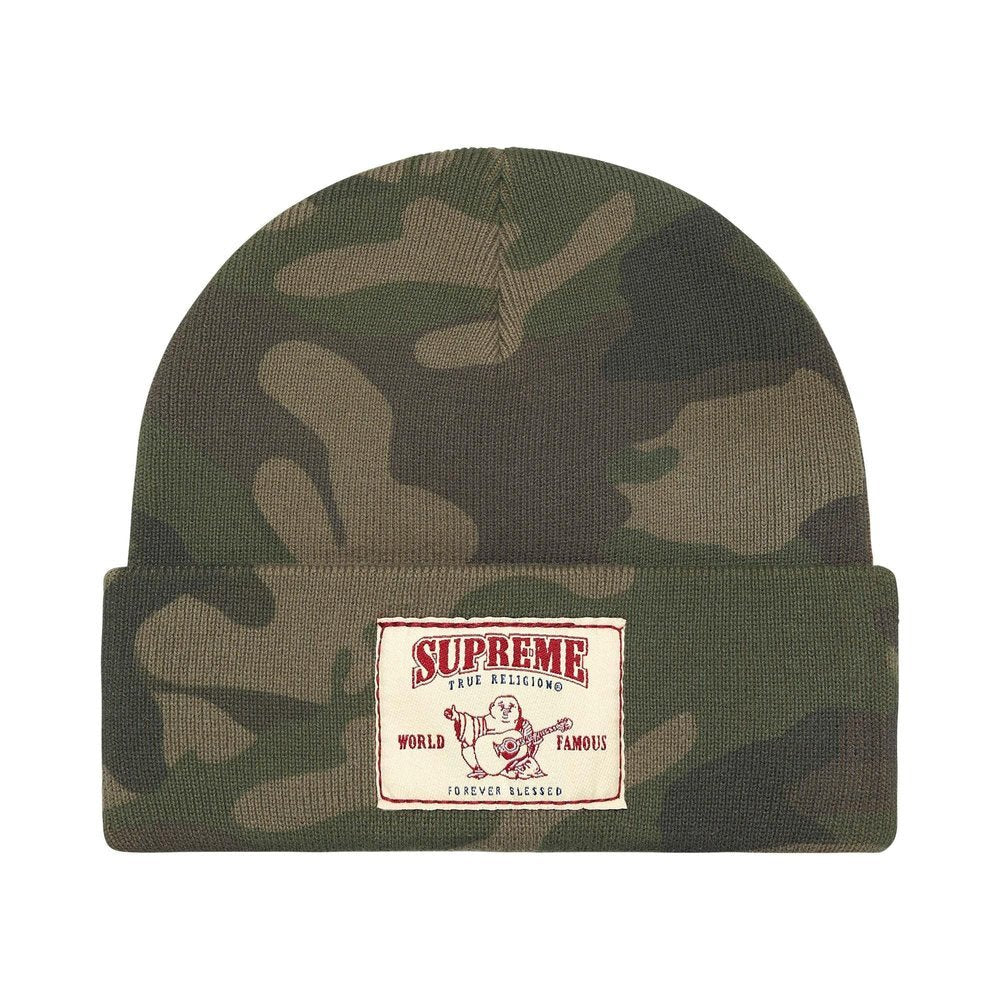 Supreme True Religion Beanie (FW25) Olive Camo – boční pohled | Purekickz