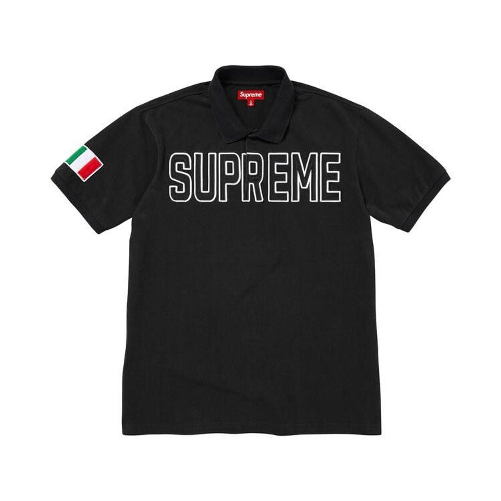 Supreme Twill Appliqué Polo Black – hlavní pohled | Purekickz