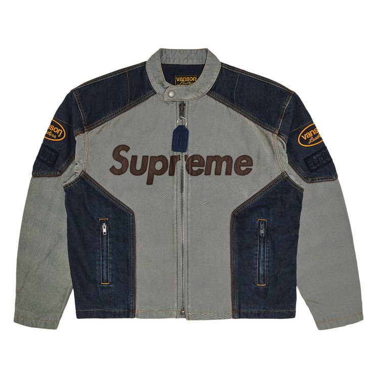 Supreme Vanson Leathers Cordura Cotton Jacket Denim – hlavní pohled | Purekickz