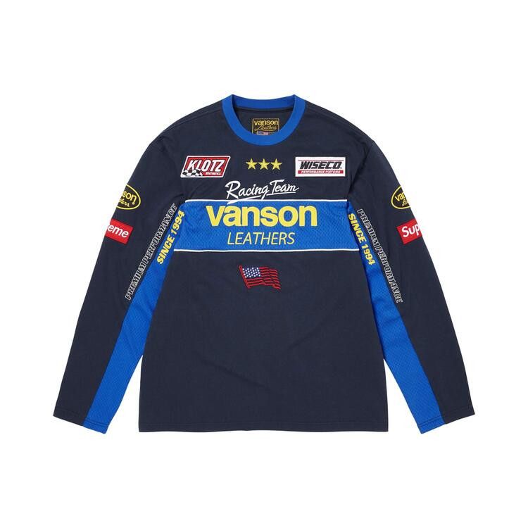 Supreme Vanson Leathers L/S Top Navy – hlavní pohled | Purekickz
