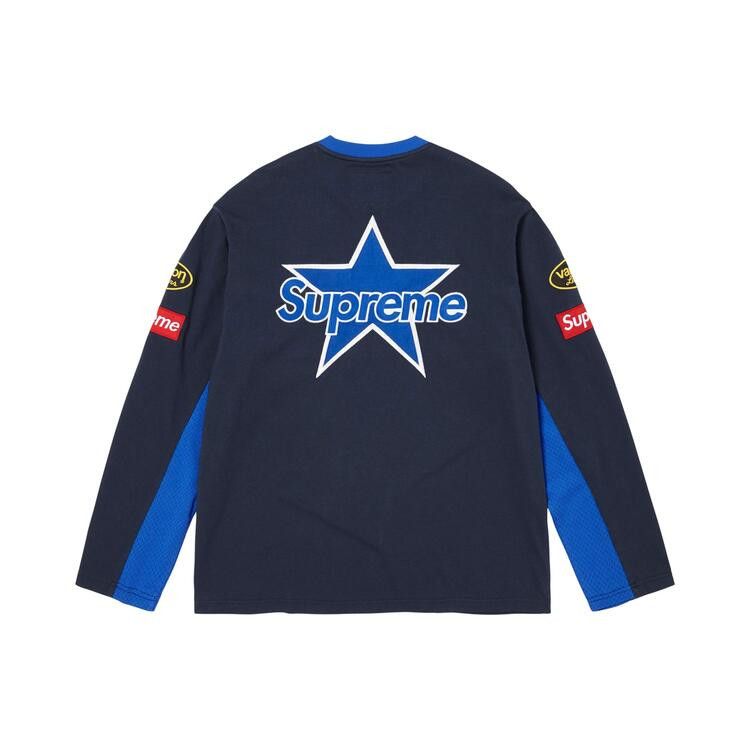 Supreme Vanson Leathers L/S Top Navy – boční pohled | Purekickz