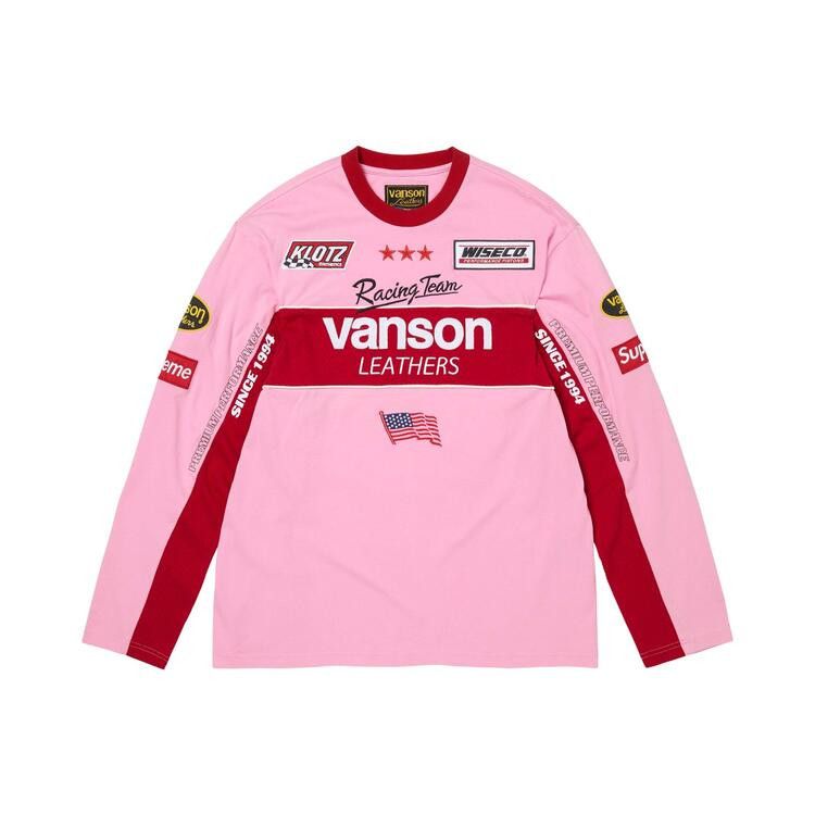 Supreme Vanson Leathers L/S Top Pink – hlavní pohled | Purekickz