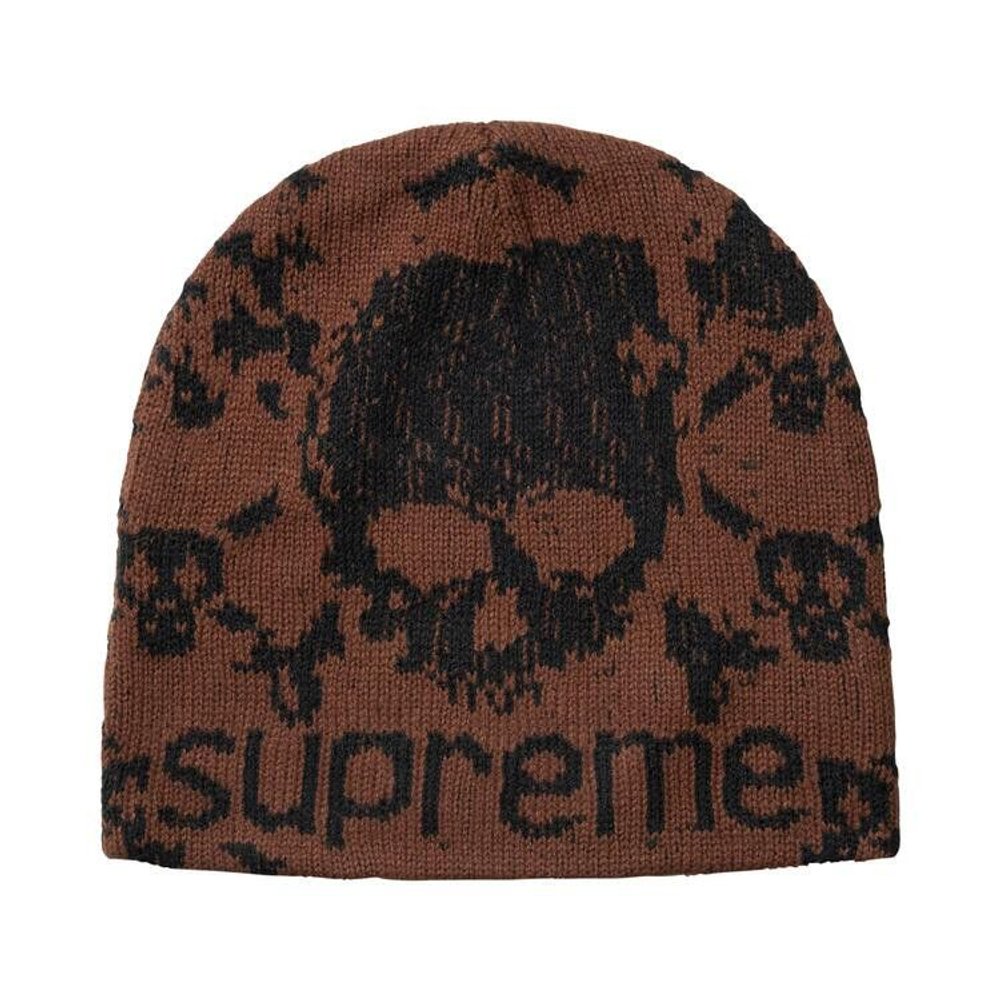 Supreme Vanson Leathers Skull Beanie Brown