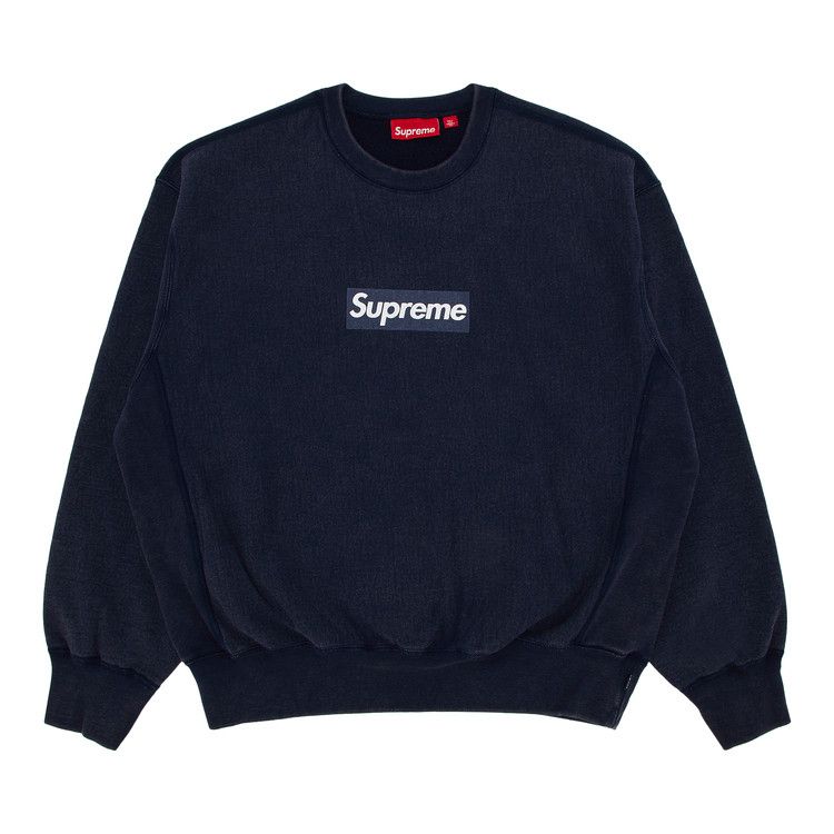 Supreme Washed Box Logo Crewneck Navy – hlavní pohled | Purekickz
