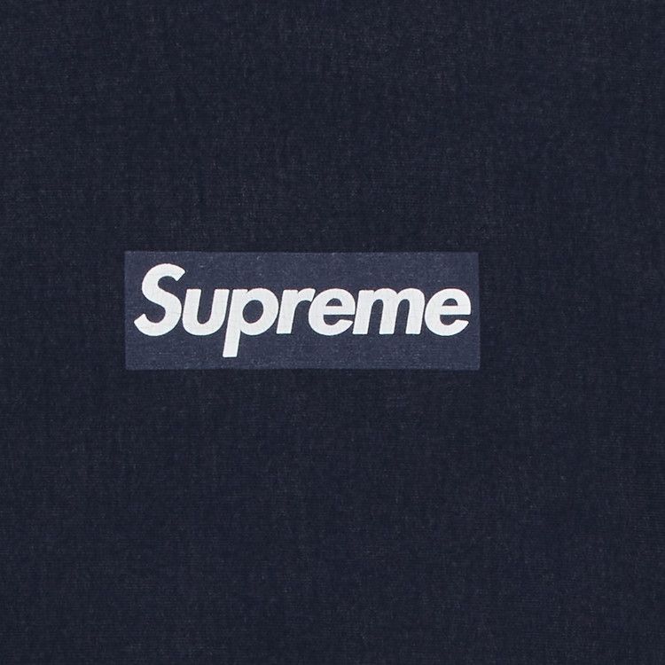 Supreme Washed Box Logo Crewneck Navy – boční pohled | Purekickz