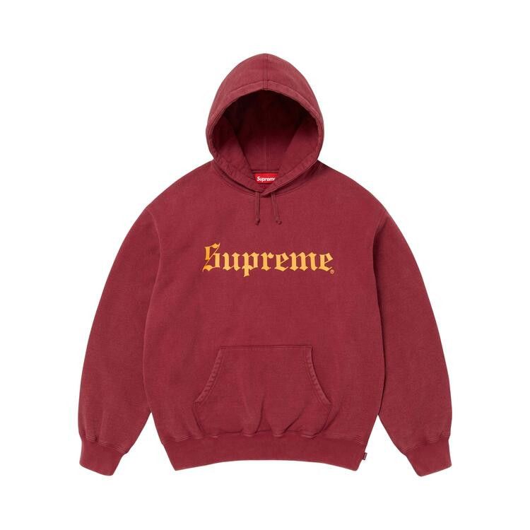 Supreme Washed Old English Hooded Sweatshirt Cardinal