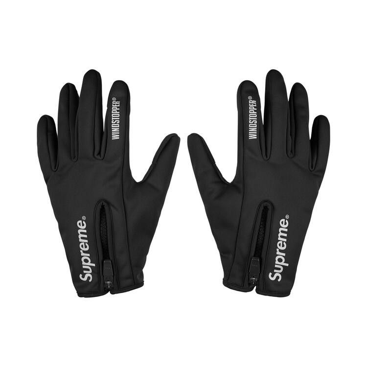 Supreme WINDSTOPPER Zip Gloves (FW25) Black – hlavní pohled | Purekickz