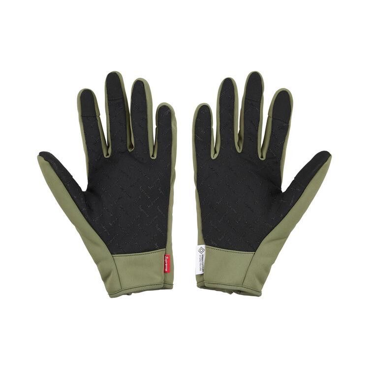 Supreme WINDSTOPPER Zip Gloves (FW25) Olive – boční pohled | Purekickz