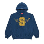 Supreme Wings Zip Up Hooded Sweatshirt Dark Blue – hlavní pohled | Purekickz