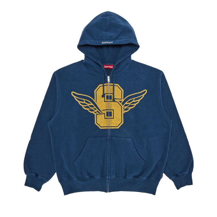 Supreme Wings Zip Up Hooded Sweatshirt Dark Blue – hlavní pohled | Purekickz