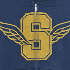 Supreme Wings Zip Up Hooded Sweatshirt Dark Blue – boční pohled | Purekickz