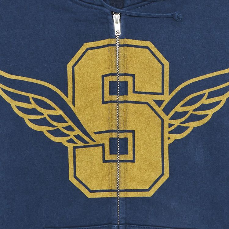 Supreme Wings Zip Up Hooded Sweatshirt Dark Blue – boční pohled | Purekickz