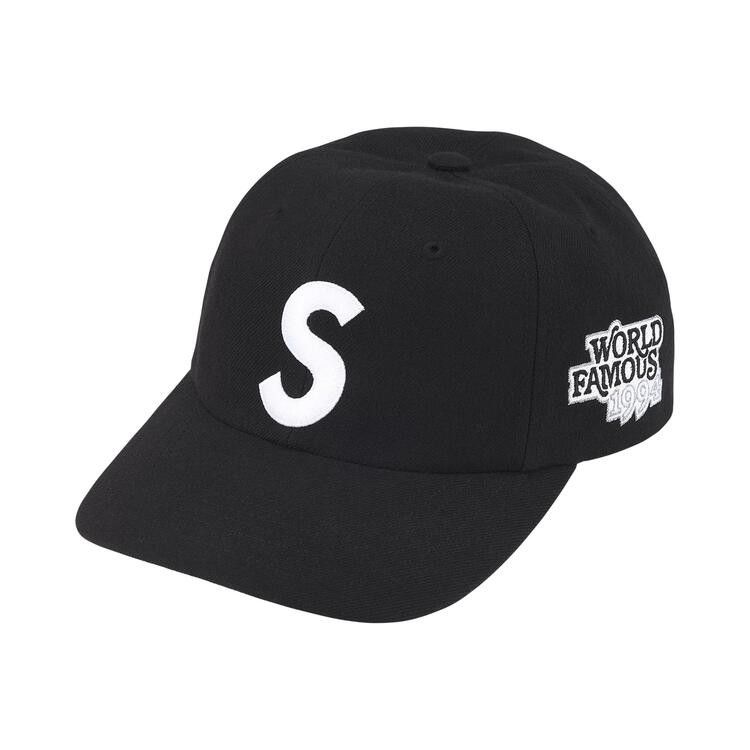 Supreme World Famous S Logo 6-Panel Black – hlavní pohled | Purekickz