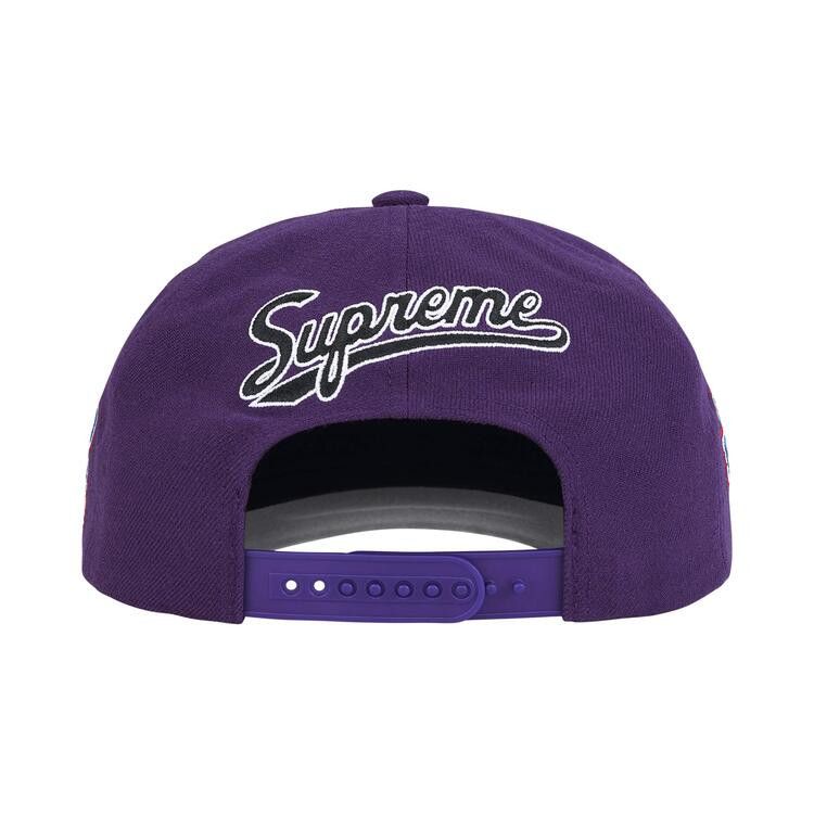 Supreme World Famous S Logo 6-Panel Purple – boční pohled | Purekickz