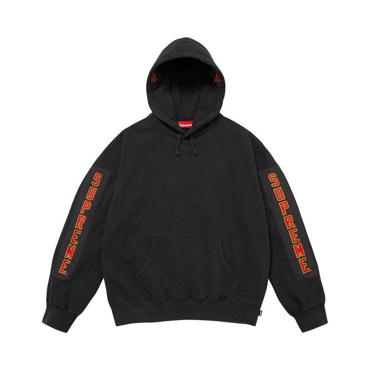 Supreme Woven Patches Hooded Sweatshirt Black – hlavní pohled | Purekickz