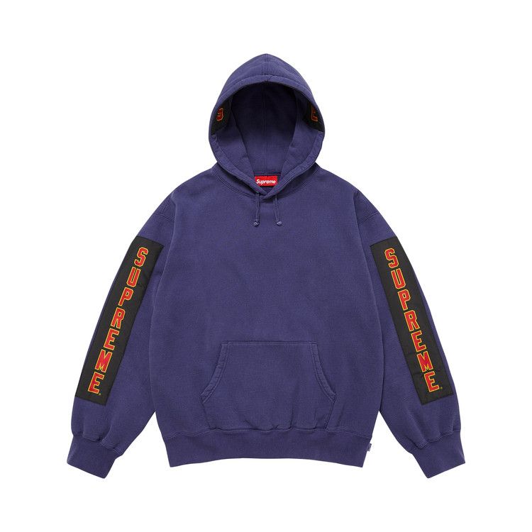Supreme Woven Patches Hooded Sweatshirt Royal – hlavní pohled | Purekickz