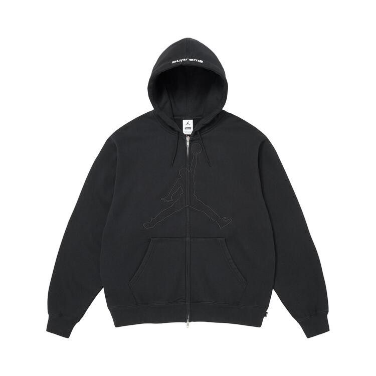 Supreme x Jordan Zip Up Hooded Sweatshirt Black – hlavní pohled | Purekickz