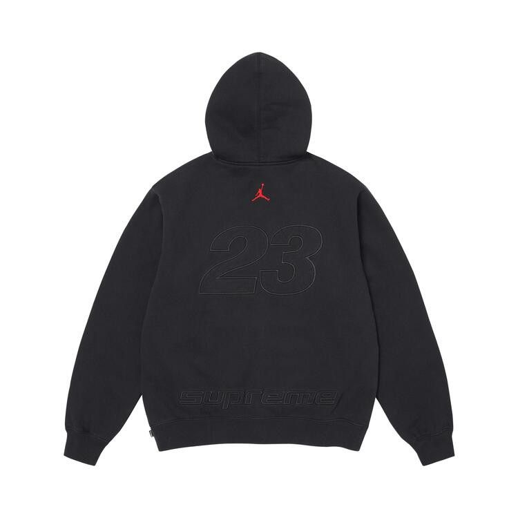 Supreme x Jordan Zip Up Hooded Sweatshirt Black – boční pohled | Purekickz