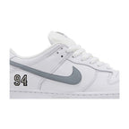 Supreme x Nike Dunk Low SB 'White Metallic Silver' – detail | Purekickz
