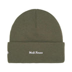 Supreme New Era Box Logo Beanie (FW25) Light Olive – boční pohled | Purekickz