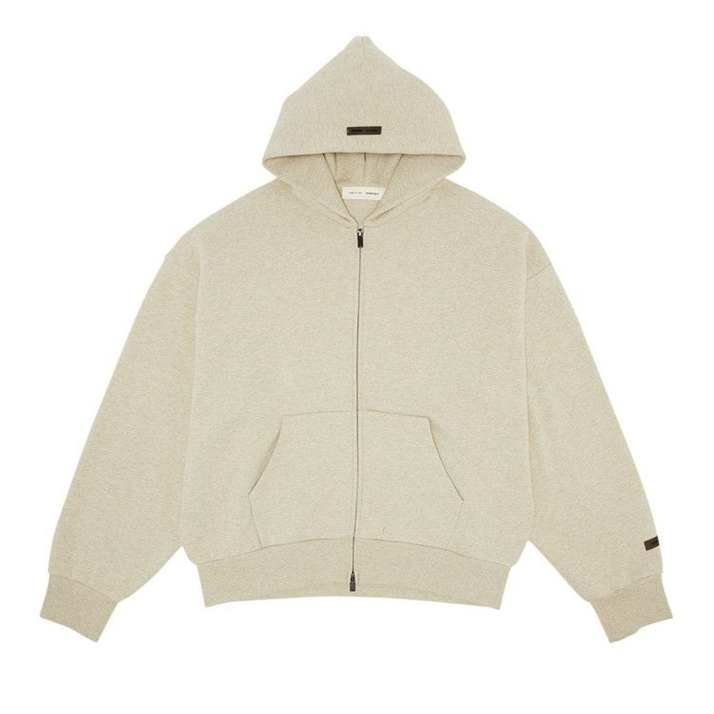 Fear of God Essentials Fleece Zip Up Hoodie Heather Stone