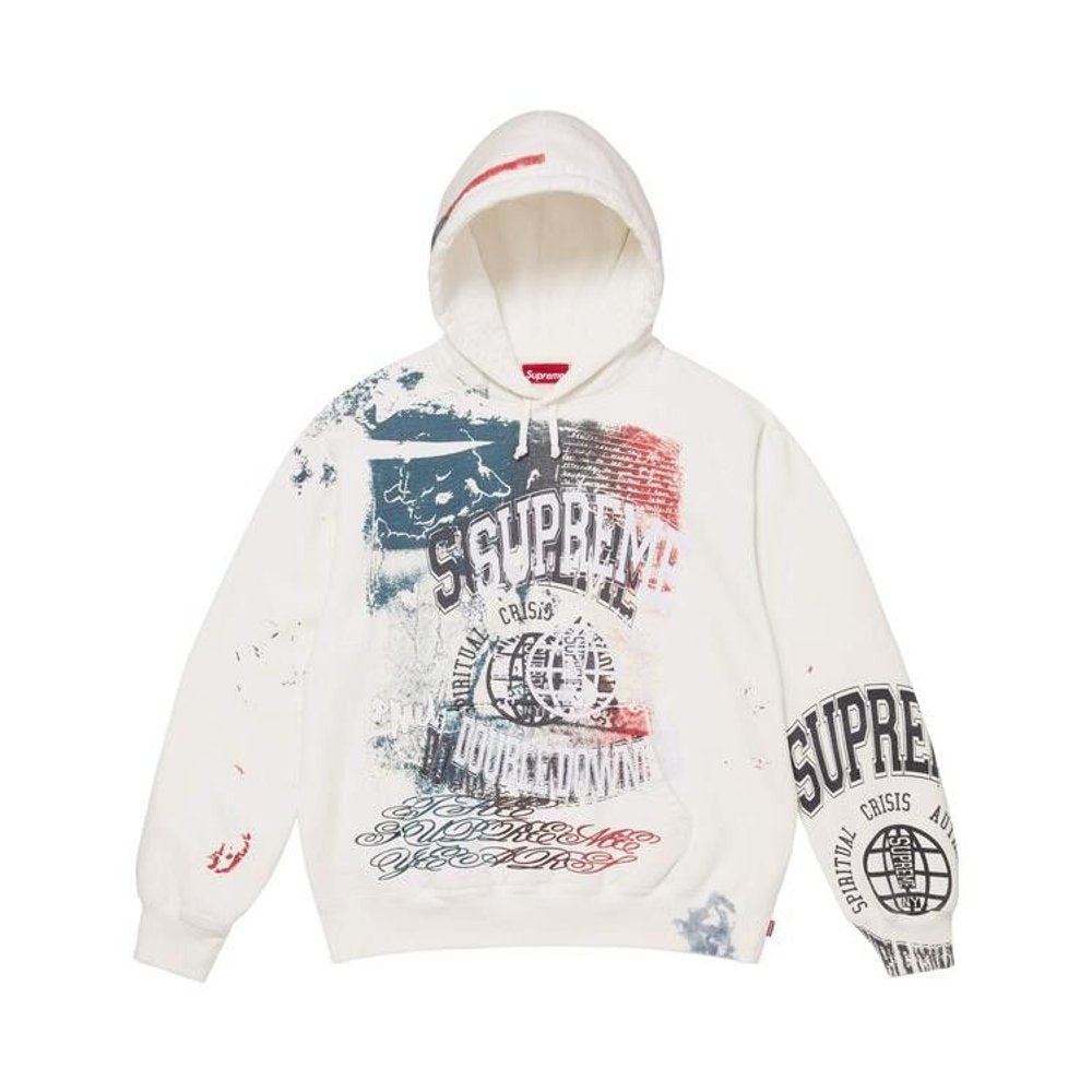 Supreme Overprint Hooded Sweatshirt White – hlavní pohled | Purekickz