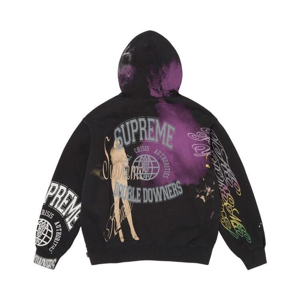 Supreme Overprint Hooded Sweatshirt Black – boční pohled | Purekickz