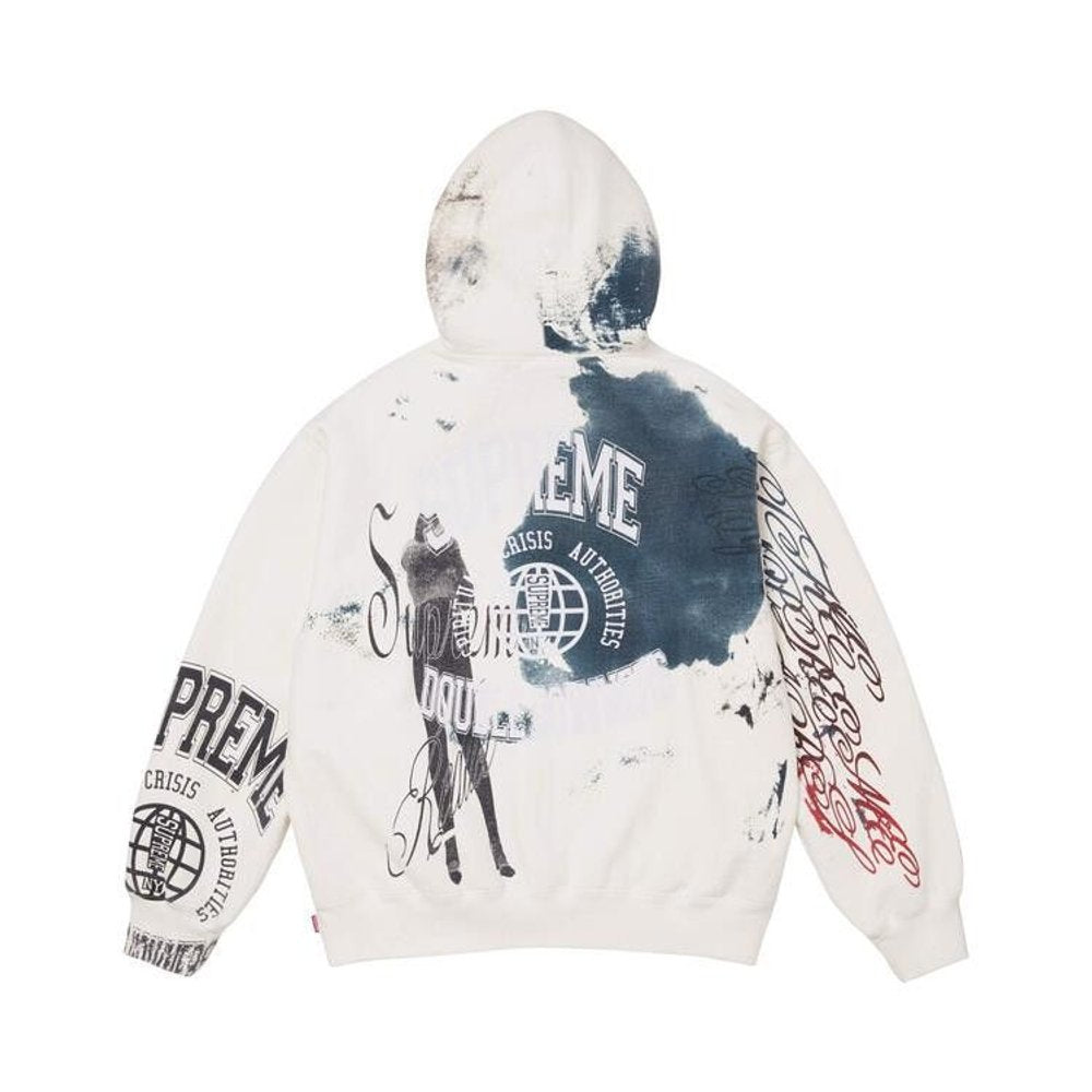 Supreme Overprint Hooded Sweatshirt White – boční pohled | Purekickz