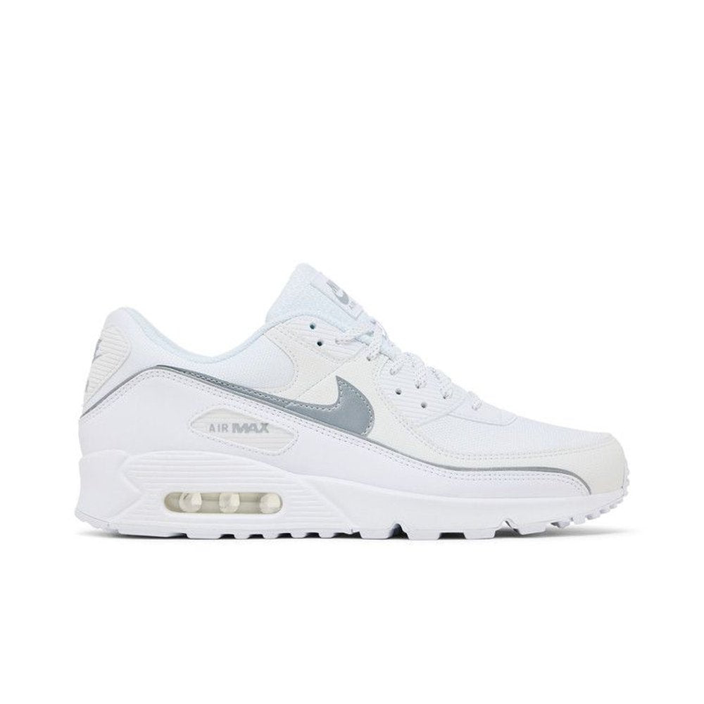 Nike Air Max 90 Premium White Metallic Silver Reflective – boční pohled | Purekickz