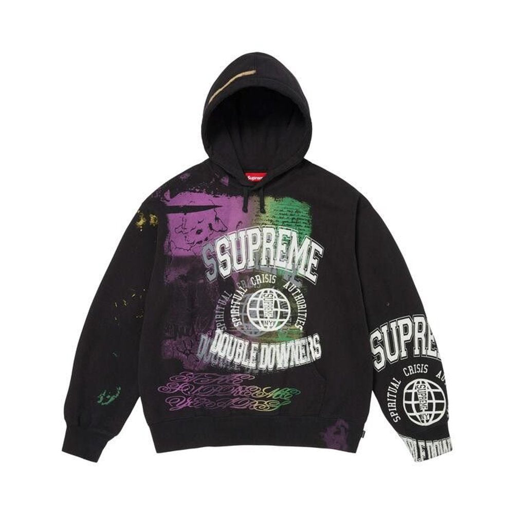 Supreme Overprint Hooded Sweatshirt Black – hlavní pohled | Purekickz