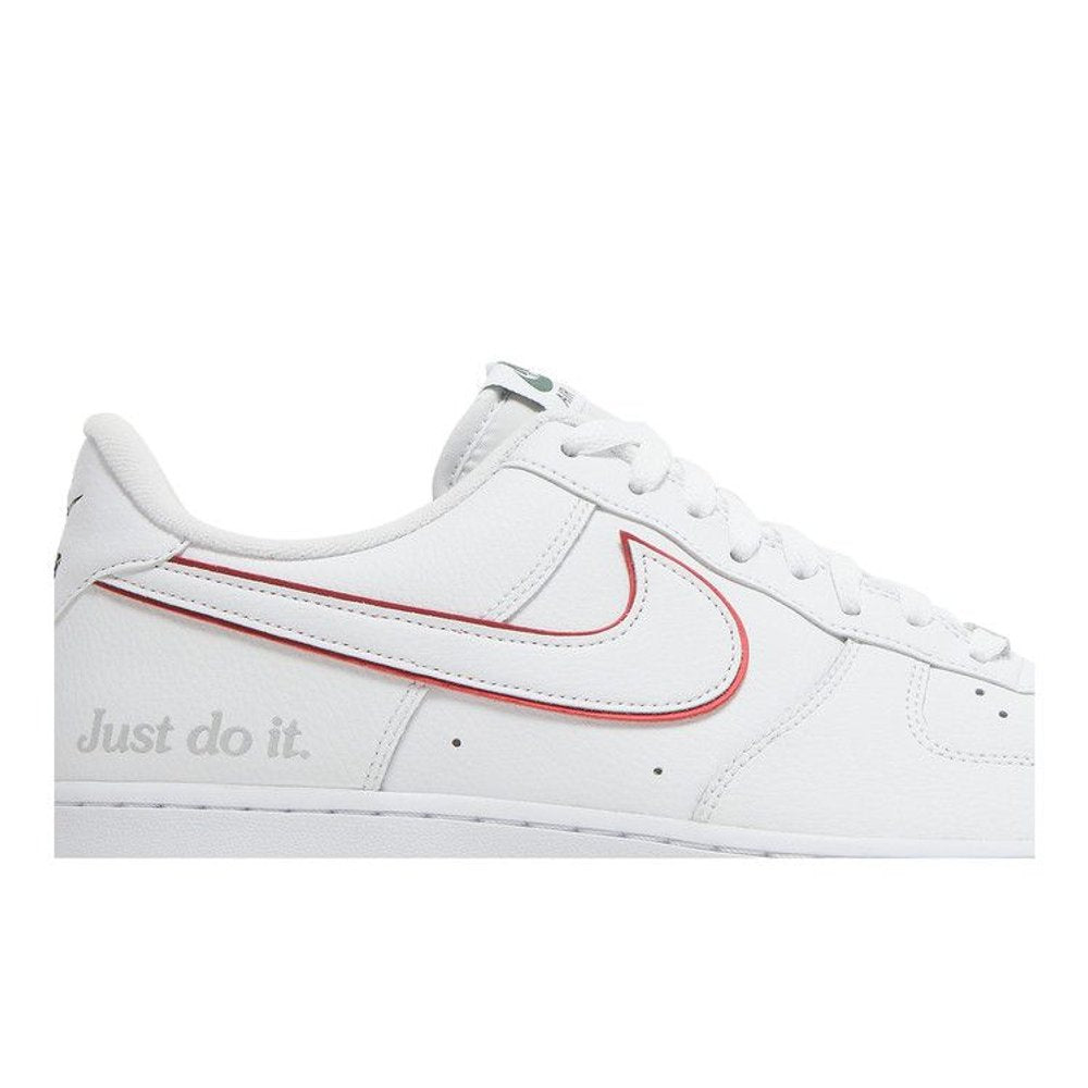 Nike Air Force 1 Low Just Do It White Noble Green Metallic Silver University Red – detail | Purekickz